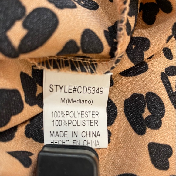 Mini Slip Dress by CRESCENT, Leopard Print, Camel/Black, Cowl Neck (US M) - Picture 10 of 10
